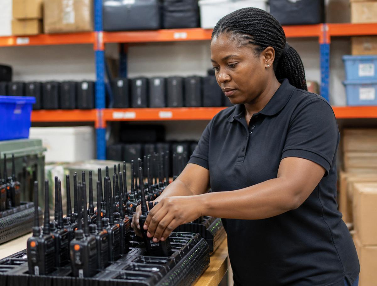 Rental two-way radio fleet with chargers